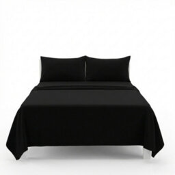 Easy Care Flat Bed Sheet Polycotton Durable Low Maintenance Bedding Black - thumbnail 2