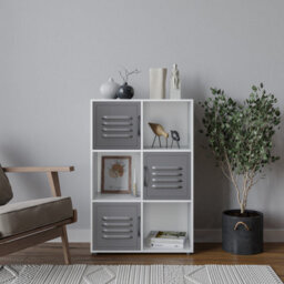 Urbn-Living 6-Cube Shelving Unit With Metal Doors