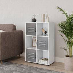 Urbn-Living 6-Cube Shelving Unit With Metal Doors - thumbnail 2