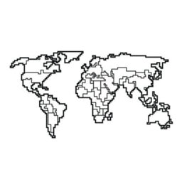 Decortie Modern Metal Wall Art World Map Theme Home Ornament Decorative Minimalist Design Hanging Wall Sculpture, Black - thumbnail 2