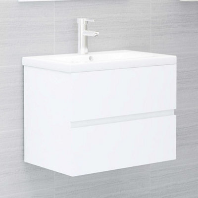 Berkfield Sink Cabinet With Built-In Basin White Engineered Wood - image 1