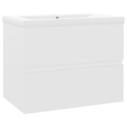 Berkfield Sink Cabinet With Built-In Basin White Engineered Wood - thumbnail 2