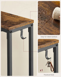 LEDREM Console Table With Charging Station, Slim Behind Sofa Table, 15 X 100 X 80 Cm, 1 Hook, Easy Assembly, For Hallway, Living Room - thumbnail 6