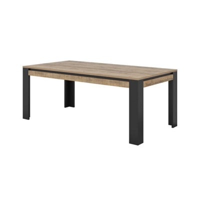 Arte Tudor 94 Dining Table 195Cm - Oak Sandal & Black Modern Dining Table With Industrial Edge For Family Meals And Entertaining - image 1