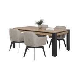 Arte Tudor 94 Dining Table 195Cm - Oak Sandal & Black Modern Dining Table With Industrial Edge For Family Meals And Entertaining - thumbnail 2
