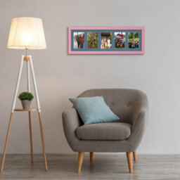 AK Frames 26X8 Pastel Pink Modern Multi Photo Frame With Pompadour Mount - Holds 5 Apertures (5X) 6X4 Photos - thumbnail 3