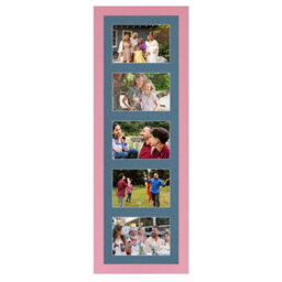 AK Frames 26X8 Pastel Pink Modern Multi Photo Frame With Pompadour Mount - Holds 5 Apertures (5X) 6X4 Photos