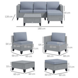 Wyld Haus Vasuro 5-Piece Grey Rattan Garden Furniture Set - Corner Sofa, Armless Chair, Footstool And Glass-Top Coffee Table - thumbnail 4