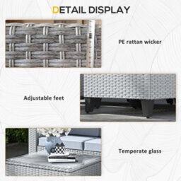 Wyld Haus Vasuro 5-Piece Grey Rattan Garden Furniture Set - Corner Sofa, Armless Chair, Footstool And Glass-Top Coffee Table - thumbnail 9
