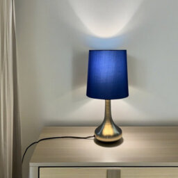 Navilux Modern Chrome Teardrop Touch Table Lamp Navy Faux Silk Shade 4-Stage Dimmable Silver Brushed Single Lamp Energy Class F - thumbnail 4