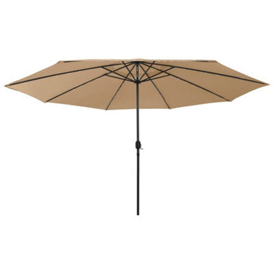 Berkfield Outdoor Parasol With Led Lights And Metal Pole 400 Cm Taupe - image 1