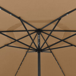 Berkfield Outdoor Parasol With Led Lights And Metal Pole 400 Cm Taupe - thumbnail 4