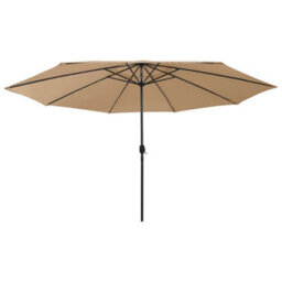 Berkfield Outdoor Parasol With Led Lights And Metal Pole 400 Cm Taupe - thumbnail 1