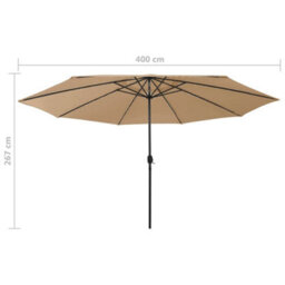 Berkfield Outdoor Parasol With Led Lights And Metal Pole 400 Cm Taupe - thumbnail 7