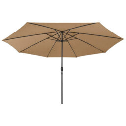 Berkfield Outdoor Parasol With Led Lights And Metal Pole 400 Cm Taupe - thumbnail 3