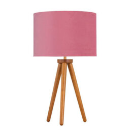 First Choice Lighting Voyage - Dark Oak Table Lamp Or Bedside Light With Flamingo Shade - thumbnail 1