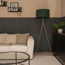Valuelights Camden Brushed Chrome Tripod Floor Lamp With Green Drum Shade - thumbnail 4