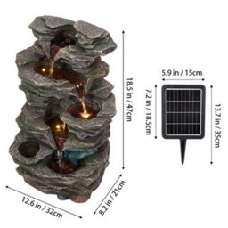 Living And Home Elegant Faux-Stone Design Resin Solar-Powered Water Fountain Outdoor Gardening Decor 47Cm(H) - thumbnail 9