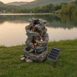 Living And Home Elegant Faux-Stone Design Resin Solar-Powered Water Fountain Outdoor Gardening Decor 47Cm(H) - thumbnail 3