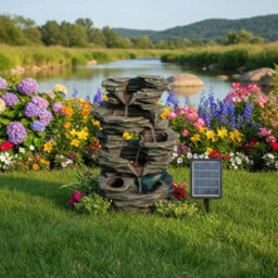 Living And Home Elegant Faux-Stone Design Resin Solar-Powered Water Fountain Outdoor Gardening Decor 47Cm(H) - thumbnail 2