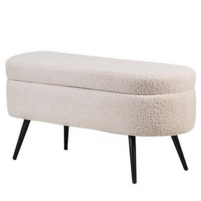 Nordlys Metal And White Bouclé Storage Bench Modern Design Style Entryway - image 1