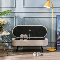 Nordlys Metal And White Bouclé Storage Bench Modern Design Style Entryway - thumbnail 5