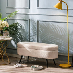Nordlys Metal And White Bouclé Storage Bench Modern Design Style Entryway - thumbnail 4