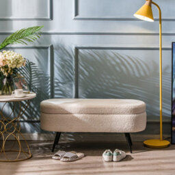 Nordlys Metal And White Bouclé Storage Bench Modern Design Style Entryway - thumbnail 3