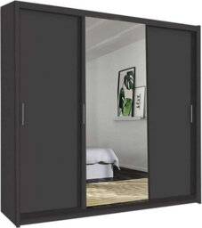 Sliding Wardrobes 4 u LTD Meldon Tripple Sliding Door Wardrobe In 6 Colors White, Black, Grey, Oak, Wenge & Walnut - (Grey) W2500mm, H2170mm - thumbnail 2