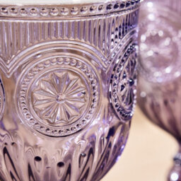 Dibor Set Of 12 Vintage Luxury Purple Embossed Drinking Wine Glass Spring Summer Wine Goblets 290Ml - thumbnail 4