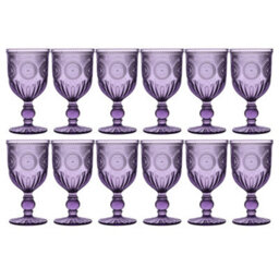 Dibor Set Of 12 Vintage Luxury Purple Embossed Drinking Wine Glass Spring Summer Wine Goblets 290Ml - thumbnail 1