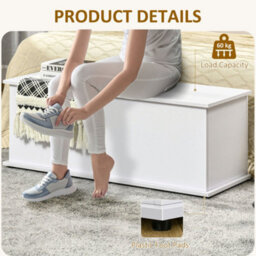 Wyld Haus Fizi White Storage Blanket Chest 113L With Flip-Top Lid And Safety Hinges - thumbnail 6