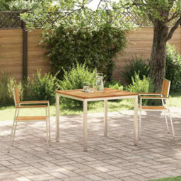 Berkfield Garden Dining Set 3 Pcs Brown Solid Acacia Wood - thumbnail 1