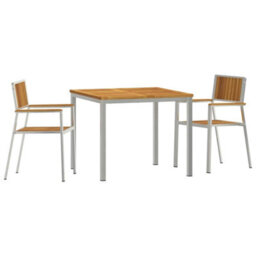 Berkfield Garden Dining Set 3 Pcs Brown Solid Acacia Wood - thumbnail 2