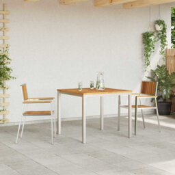 Berkfield Garden Dining Set 3 Pcs Brown Solid Acacia Wood - thumbnail 4