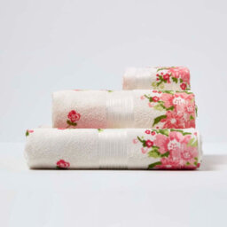 Homescapes Floral Printed Cream Bath Sheet 100% Cotton - thumbnail 3