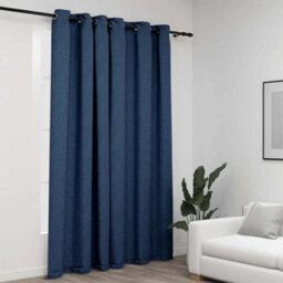 Berkfield Linen-Look Blackout Curtains With Grommets Blue 290X245Cm