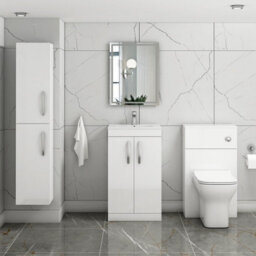 Royal Bathrooms Turin Gloss White 500mm Floor Standing Vanity Unit 2 Door With Minimalist Basin Sink - thumbnail 4