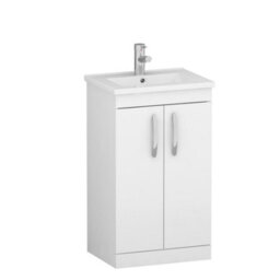 Royal Bathrooms Turin Gloss White 500mm Floor Standing Vanity Unit 2 Door With Minimalist Basin Sink - thumbnail 6