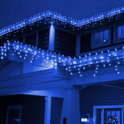 960 Leds Christmas Icicle Lights Outdoor Blue & White Snowing Bright Party Wedding Xmas Lights - thumbnail 1