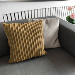 rucomfy Beanbags Rucomfy Jumbo Cord 45X45Cm Cushion - Caramel Soft Textured Scatter Pillow - thumbnail 2