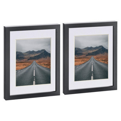 "Nicola Spring Photo Frames With 5"" X 7"" Mount - 8"" X 10"" - Black/white - Pack Of 2" - image 1