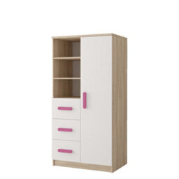 Arte Versatile Oak Sonoma And White Sideboard H1600mm W800mm D400mm - Pink Handles For Playful Elegance