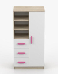 Arte Versatile Oak Sonoma And White Sideboard H1600mm W800mm D400mm - Pink Handles For Playful Elegance - thumbnail 2