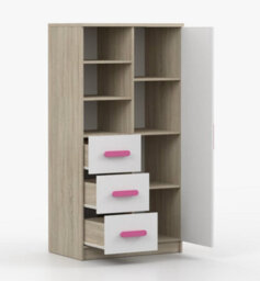 Arte Versatile Oak Sonoma And White Sideboard H1600mm W800mm D400mm - Pink Handles For Playful Elegance - thumbnail 3