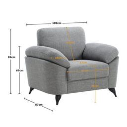 More4Homes Malmo Modern Scandi Style Fabric Living Room Chair (Grey) - thumbnail 8