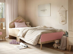 Flair Noah Single Bed Oak & Pink - thumbnail 1