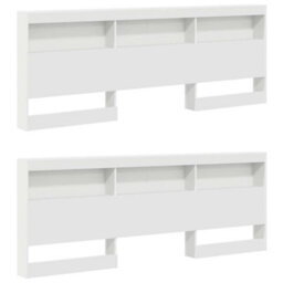Berkfield Storage Headboard With Shelf White 200 Cm Engineered Wood - thumbnail 4