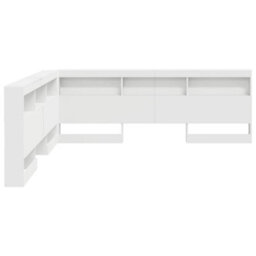 Berkfield Storage Headboard With Shelf White 200 Cm Engineered Wood - thumbnail 6