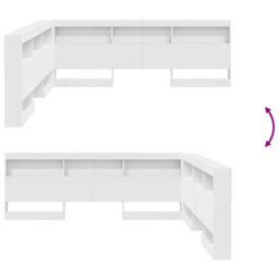 Berkfield Storage Headboard With Shelf White 200 Cm Engineered Wood - thumbnail 9